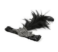 FONDOTIN Black Sequin Plume Flapper Headband 1920S Roaring 20S Accessories for Women Beaded Headpiece for Wedding and Party Hair Decoration