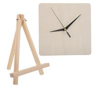 FONDOTIN Blank Square Wood Clock Face 20cm DIY Painting Kit with Stand - Unfinished Decorative Wall Clock Dial for Home Crafting and Office Decor