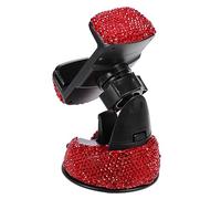 FONDOTIN Bling Rhinestone Vehicle Mounted Phone Holder Dashboard Car Mount for Smartphones with Vent Clip and Suction Cup Durable Design Red Diamond