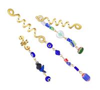 FONDOTIN Blue Cat's Eye Stone Hair Charms 3pcs Set Braiding Accessories Dreadlock Beads Hair Jewelry for Women Bohemian Style for Braids