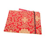 FONDOTIN Buddhist Zen Book Wrap Cloth Silk Cover Carrier with Handle Red Spacious Organizer Pouch for Scriptures Bible Confucian Texts and Document Storage