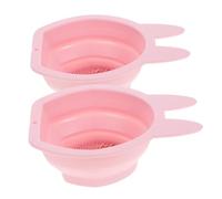 FONDOTIN Bunny-shaped Silicone Makeup Brush and Sponge Cleaner Bowl 2pcs Foldable Hanging Design for Facial Makeup Tools Cleaning and Soft Puff Washing in Pink