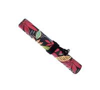 FONDOTIN Canvas Pencil Case with Slots Leaf Print Large Capacity Artist Paint Brush Holder Roll Up Stationery Pouch for Students and Artists