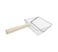 FONDOTIN Cat Litter Scoop with Wooden Handle Stainless Steel Nonstick Litter Cleaner for Efficient Waste Removal Compact and Portable Design