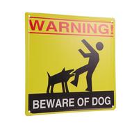 FONDOTIN Caution Dog Sign Vintage Beware of Dog Warning Sign for Garden Fence Gate Portable Lightweight Classic Yellow Black Red Security Notice