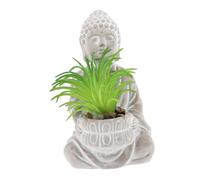 FONDOTIN Cement Buddha Statue with Faux Greenery, Garden Ornament for Indoor and Outdoor Use, Sturdy Sculpture Designed to Withstand Outdoor Elements, for Garden Or Patio Decoration