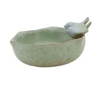 FONDOTIN Ceramic Bird Feeder Basin Rust Resistant Outdoor Bird Food Container Creative Garden Decor for Patio Green