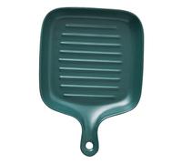 FONDOTIN Ceramic Bread Baking Tray with Single Handle for Kitchen Use Dirt Resistant Surface Multipurpose Oven Baking Dish in Nordic Green Easy to Clean and Practical for Homemade Bread