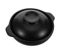 FONDOTIN Ceramic Clay Pot Casserole 900ml with Lid Heat Resistant Japanese Korean Cooking Pot for Stove Use Household and Commercial Rice Noodles Stew