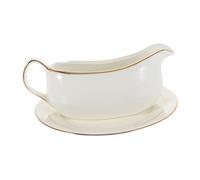 FONDOTIN Ceramic Condiment Boat with Tray White Porcelain Sauce Container for Gravy Salad Dressings and Dips Easy Clean Seasoning Jar for Kitchen Barbecue Picnic and Home Dining