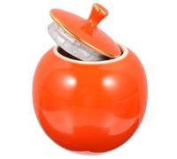 FONDOTIN Ceramic Food Storage Jar Orange Sealed Tea Sugar Candy Container Multi-functional Decorative Kitchen Storage Canister for Loose Leaf Tea Snacks