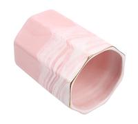 FONDOTIN Ceramic Marble Makeup Brush Holder Pink Octagonal Organizer Cup for Vanity Desk Cosmetic Storage for Pens Pencils Scissors and Office Supplies