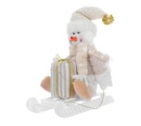 FONDOTIN Charming Snowman Christmas Sled Doll Festive Table Ornament Versatile Holiday Decoration for Living Rooms and Office Seasonal Xmas Decor