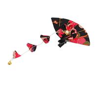 FONDOTIN Cherry Flower Hair Clip Tassel Hairpin Black Fabric Women Hair Accessory Traditional Japanese Style Elegant Design for Daily Wear and Special Occasions