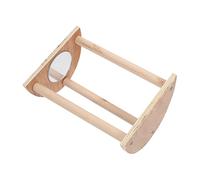 FONDOTIN Chicken Perch Stand for Pet Birds Simple Wooden Standing Rod Mirror for Chicken Coop Accessories and Indoor Bird Entertainment