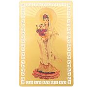 FONDOTIN Chinese Style Avalokitesvara Bodhisattva Amulet Card for Blessing and Protection Compact Metal Kwan Yin Luck Charm with Auspicious Success Feng Shui Token for Negative Energy