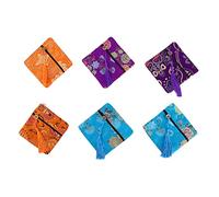 FONDOTIN Chinese Style Coin Purse 12pcs Set Women Fashion Wallet Random Patterns Silk Blessing Pouch for Jewelry and Cash for Ladies Everyday Use