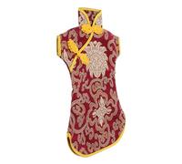 FONDOTIN Chinese Style Qipao Silk Wine Bottle Cover Elegant Wine Bottle Decoration Pouch for Wedding Birthday Christmas with Embroidery Red