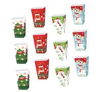 FONDOTIN Christmas Paper Candy Boxes and Popcorn Boxes 4.7 Inch Baking Biscuit Packing Case Paper Packaging 12pcs for Holiday Party and Christmas Treats