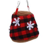 FONDOTIN Christmas Style Warm Guinea Pig Hideout with Hanging Hamster Hammock Small Animal Cozy Bed for Parrot and Small Pets, Coffee Color Top and Bottom Snowflake Cotton Nest