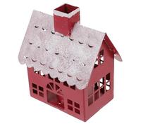 FONDOTIN Christmas Village House Tabletop Candle Holder Ironwork Desktop Craft Decor Sturdy Handmade Snow Cottage Ornament for Festive Home Decoration