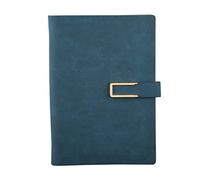 FONDOTIN Classic Blue Fog Leather Business Notebook with Pages Pen Holder Sheet Protectors Calendar and Unit Conversion for Efficient Writing and Organization