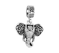 FONDOTIN Classic Elephant Shaped Bracelet Charm DIY Jewelry Material for Women Antique Silver Plated Bangle Accessory Unique Handmade Party and Anniversary Decoration