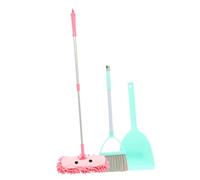 FONDOTIN Cleaning Tool Set for Mini Broom Dustpan Mop Playset in Mint Green and Pink Lightweight Pretend Housekeeping for Creative Fun and Imaginative Role Play
