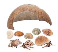 FONDOTIN Coconut Hideout Set Crab Shelter 8 Large Conch Shells Reptile Hide Turtle Resting Cave Fish Tank Decor