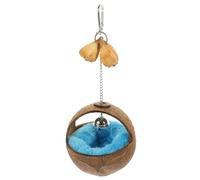 FONDOTIN Coconuts Shell Bird Nest Set Decorative Hanging Bed for Parrots Smooth Surface Birdhouse with Pad for Indoor Birdcages and Playtime Fun