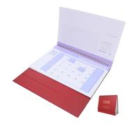 FONDOTIN Coil Binding Desk Calendar with Thick Paper Standing Flip Daily Monthly Planner for Office and School Red Large Table Calendar with Blank Blocks for Task Tracking and Management