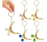 FONDOTIN Coin Purse Clasp Frames with Key Ring 5 Pcs Vintage Semicircular Metal Embossed Frames for DIY Bag Making, Candy Beads Decoration, Handbag Hardware for Crafts