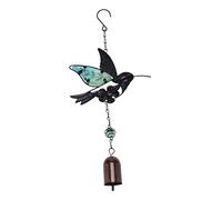 FONDOTIN Colorful Glass Wind Chime Decoration Hanging Hummingbird Metal Garden Ornament for Indoor Outdoor Patio Courtyard Balcony Elegant Artistic Home Wall Art with Melodic Chimes