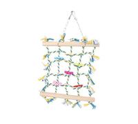 FONDOTIN Colorful Wooden Parrot Climbing Net Chewing and Scratching Toy for Birds Creative Hanging Ladder for PET Climbing for Parrots and Small Birds