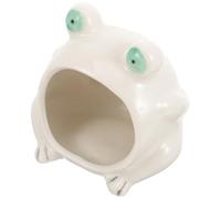FONDOTIN Cooling Ceramic Hamster Hideout Frog Shape Small Pet Nest Summer Sleeping Bed Shelter for Dwarf Hamsters and Small Animals