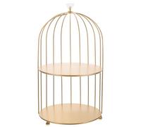 FONDOTIN Cosmetics and Dessert Display Rack Iron Material Birdcage Shape Elevated Base Makeup and Cake Stand for Women and Girls