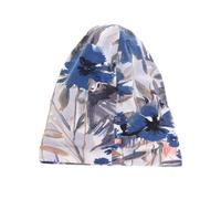 FONDOTIN Cotton Printed Double Layer Satin Lined Night Sleeping Hat for Women Breathable Elastic Cap Graffiti Navy Pattern