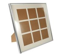 FONDOTIN Creative 9-compartment Silver Photo Frame 30.3x30.3cm with 7.1x7.1cm Aperture, Wall and Tabletop Display Picture Holder for Office and Home Decor