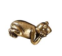 FONDOTIN Creative Brass Frog Figurine Unique Handmade Desktop Decor for Tea Tray and Home Solid Brass Craft with Retro Style Housewarming Tea Lovers and Office Shelves