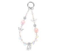 FONDOTIN Crystal Butterfly Beaded Phone Charm Strap for Elegant Wrist Lanyard for Mobile Phones Keys and Bags Detachable Stylish Jewelry Chain Enhancing Personal Style