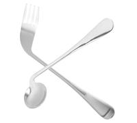 FONDOTIN Curved Fork and Spoon Set for Elderly 2-Piece Angled Feeding Utensils Comfortable to Hold Tableware for Patients and Disabled Adaptive Eating Aids
