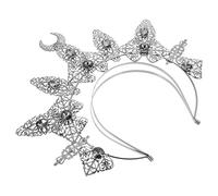 FONDOTIN Dark Rhinestone Crown Headband Party Hairband Baroque Costume Prop for Women Gothic Diy Festival Accessories