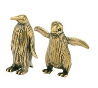 FONDOTIN Desktop Penguin Decor 2pcs Brass Penguin Figurines Retro Vintage Ornaments for Tearoom Home Office and Special Occasion Decoration