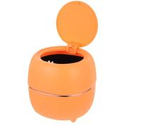 FONDOTIN Desktop Trash Can with Lid Small Countertop Waste Paper Container for Office and Home, Creative Flip-top Design in Twilight Orange, Compact Garbage Bin for Desk Storage