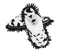 FONDOTIN Detachable Chenille Dust Mop Slippers with Cow Pattern for Floor Cleaning Washable Removable Covers for Home Office Kitchen Powerful Dust Absorption Cleaning Slippers for Women and