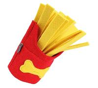 FONDOTIN Dog Snuffle Slow Feeder for Pets French Fries Shaped Chew Training Puzzle Soft Felt Material for Stress Relief and Boredom Reduction Durable Pet Enrichment for Outdoor Play