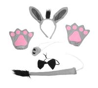 FONDOTIN Donkey Costume Set Plush Ears and Tail Headband for Boy Girl Dress-up Halloween Party Performance Accessory Comfortable Animal Headpiece
