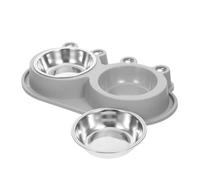 FONDOTIN Double Dog Food and Water Bowl with Non-spill Base Stainless Steel Pet Feeder for Small Dogs Puppies and Cats Plastic Anti-ant Design Stable Nonslip Pet Feeding Bowls