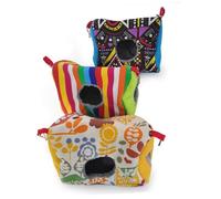 FONDOTIN Double Hole Hanging Parrot Nest Warm Cozy Hammock Indoor Bird Bed Stripe Design Soft Sleeping Resting Place for Pet Birds