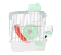 FONDOTIN Double-layer Hamster Cage Small Pet Habitat with Green Crystal Castle, Rat Wire Cage for Mice and Chinchillas, Multi-use Hideout Suitable for Dwarf Hamsters and Small Animals